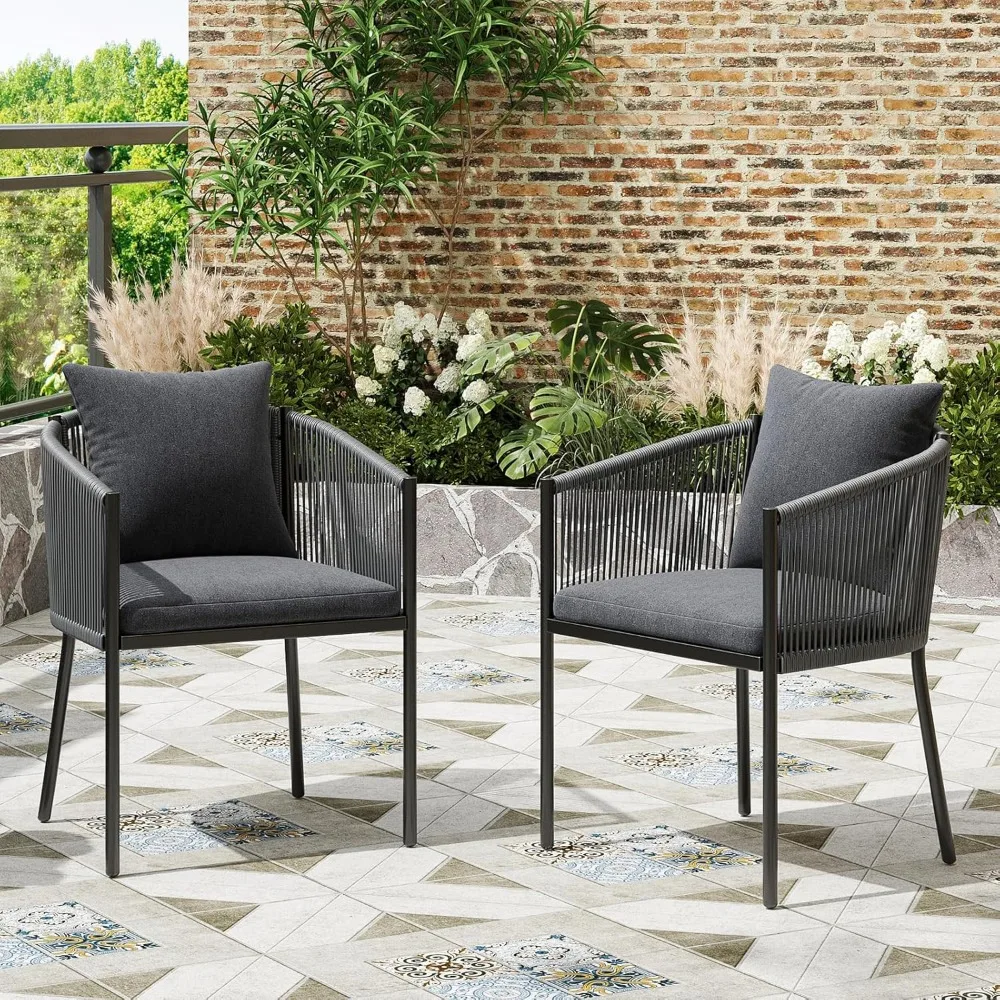 

2-Piece Outdoor Dining Set: Rattan Wicker Patio Chairs with All-Weather Cushions for Two​