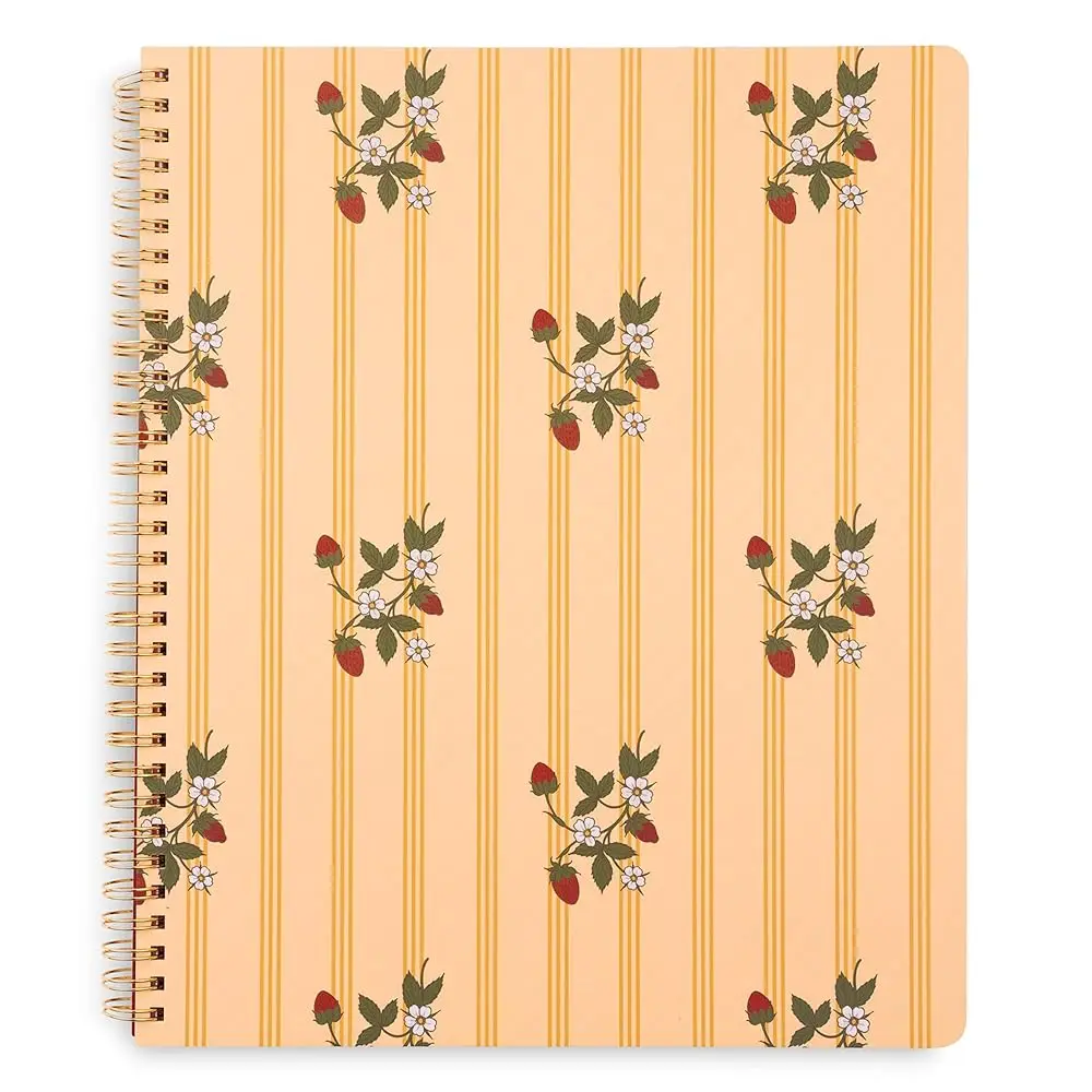 

Блокнот для черновиков на спирали, 28x23 см, с карманами и 160 линованными страницами, цветочный узор в полоску