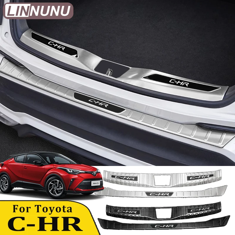 

2PCS CHR Car Accessories Trunk Protector Sill Plate Rear Bumper Guard Trim Door Sill cover For Toyota C-HR 2018 -2025 2024 2023