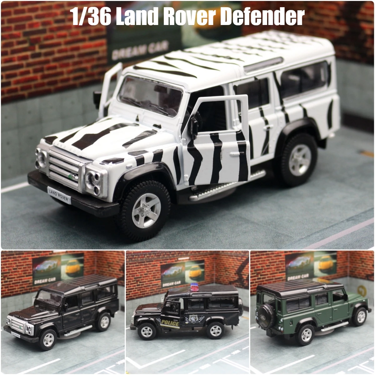 Modèle de voiture Land Rover Defender SUV pour enfants, véhicule de sport l'inventaire, collection arrière côtelée, moulé sous pression ThomZ City, cadeau pour enfant, 1/36