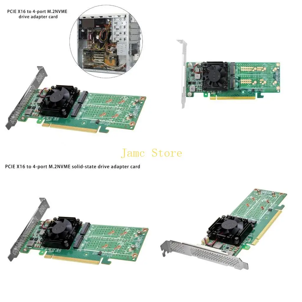 محول LX0B ذو 4 منافذ PCIe X16 إلى M.2 NVMe SSD مع مروحة تبريد PLX8747 للتحكم في الرقاقة لمهام البيانات المكثفة #1