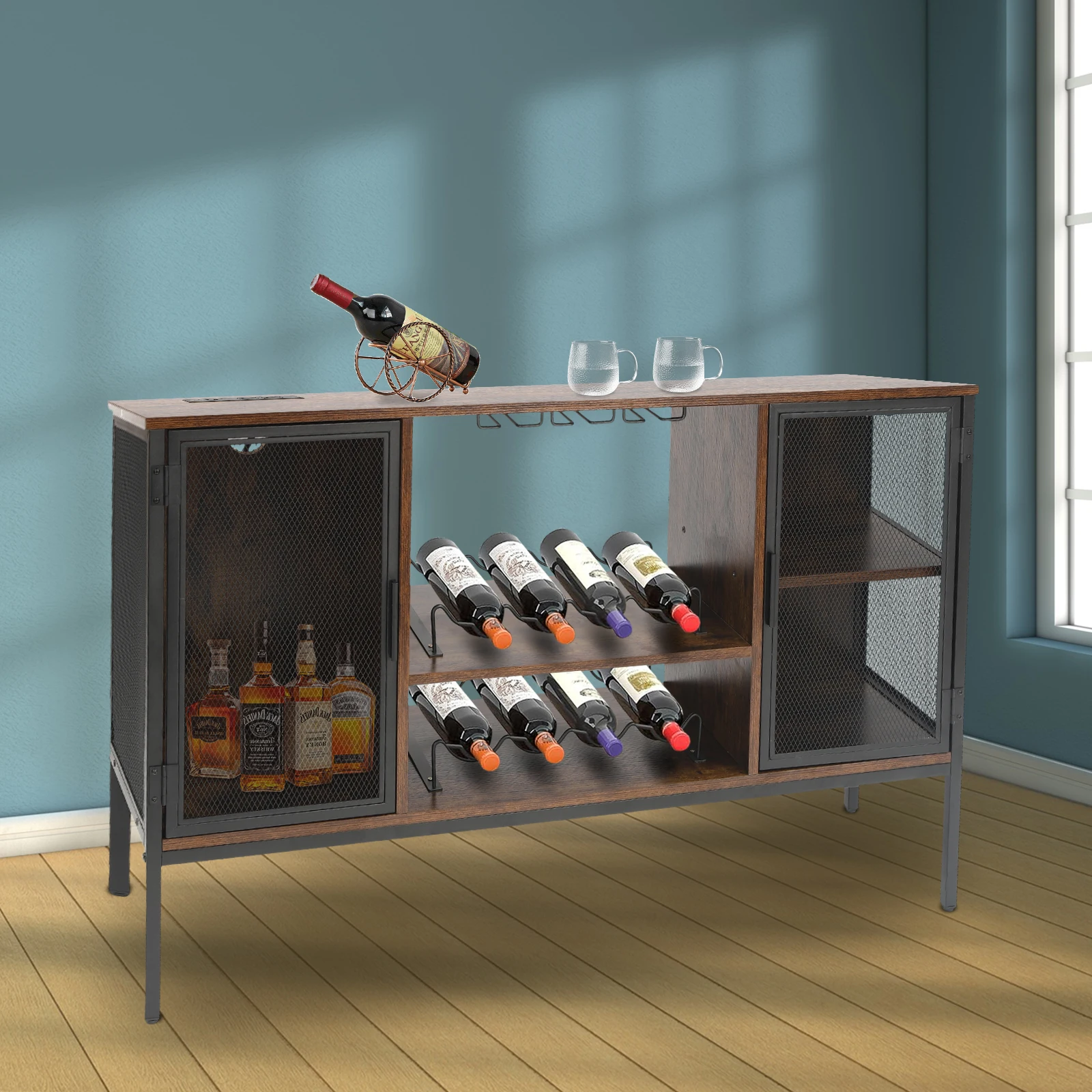 Spirituosenschrank, großer Stauraum, 88,18 Pfund, Gesamtlastkapazität für Wohnzimmer, Esszimmer, Küche, Büro