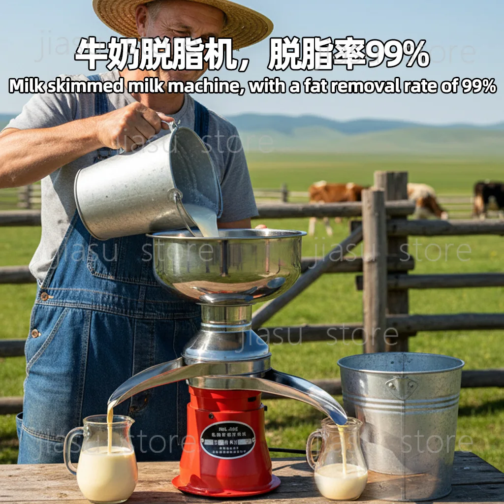 Large Capacity Commercial Electric Milk Skimmer, 304 Stainless Steel Centrifugal Separator for Milk Processing
