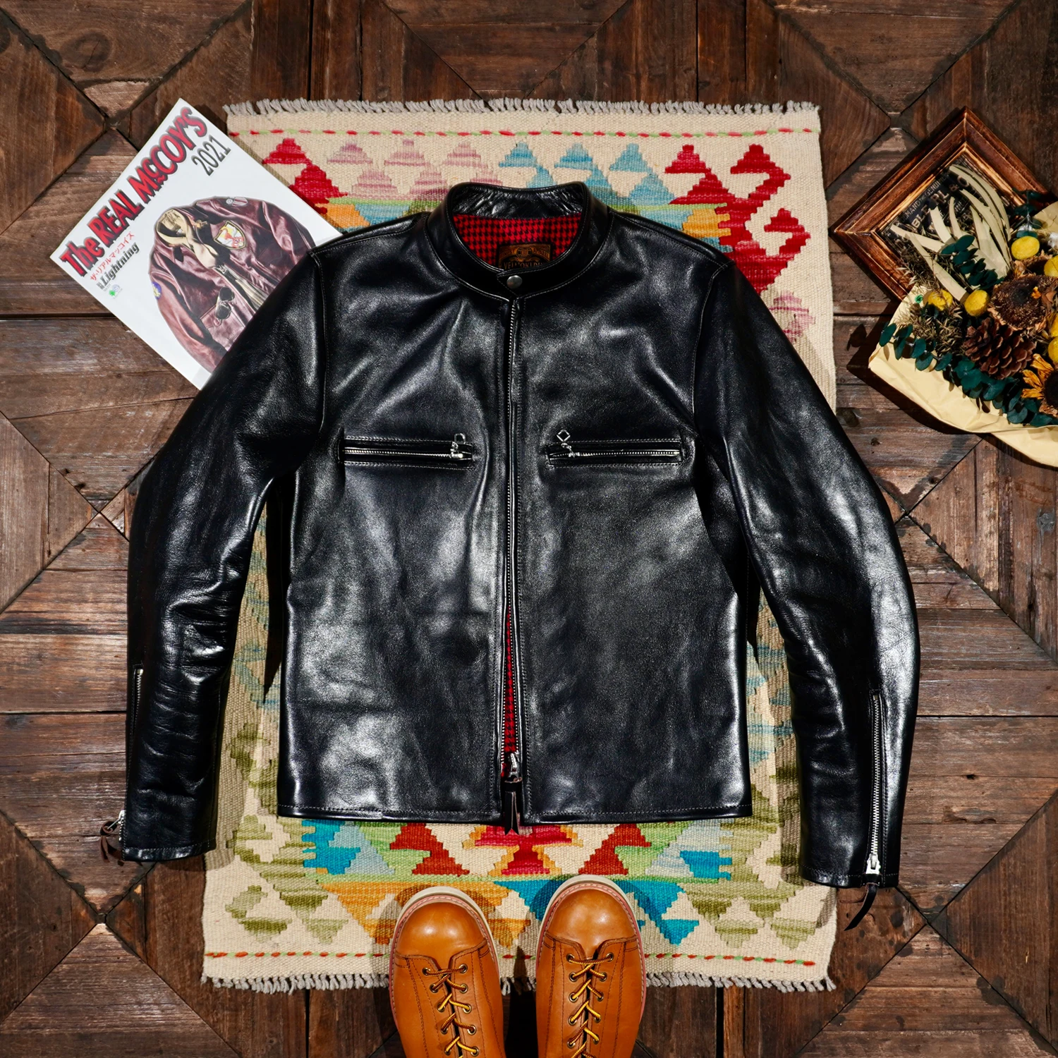 

Tailor Brando Classic J100, итальянская кожаная куртка из конской кожи чайного ядра, байкерская куртка с воротником-стойкой, короткая мужская американская винтажная куртка