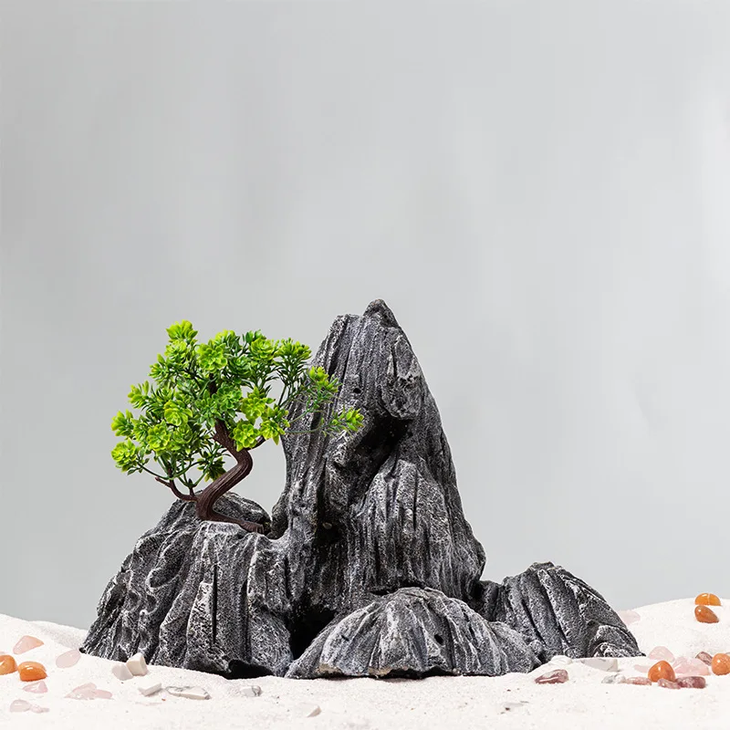 Simulated home courtyard rockery stone small ornament decoration amphibious tank green plant potted