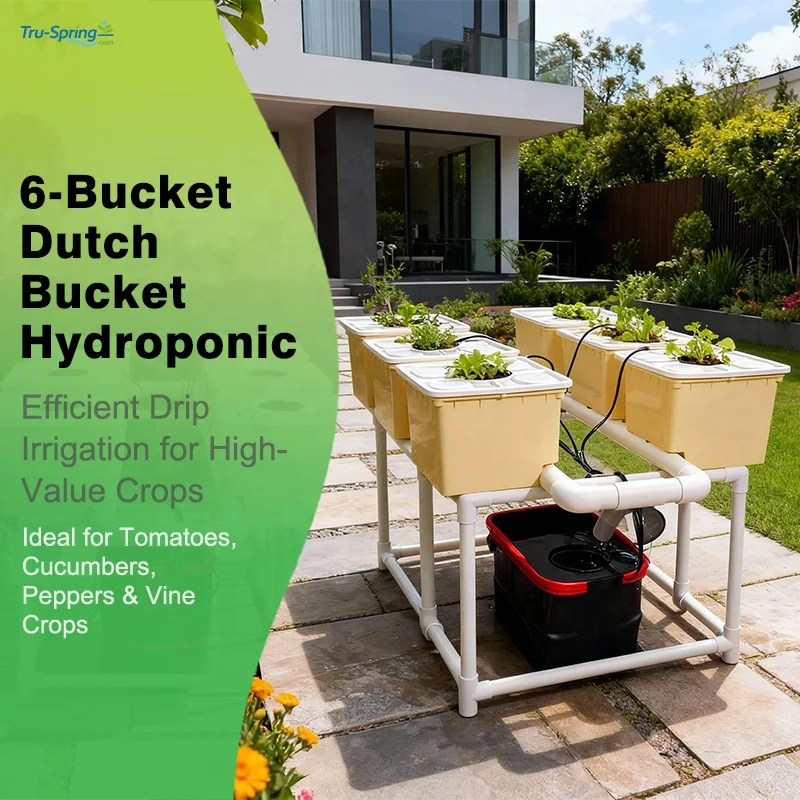 6 Bucket Dutch Bucket Hydroponic Kit With Pump | Eco-Friendly Modular Drip Irrigation System For Home & Greenhouse