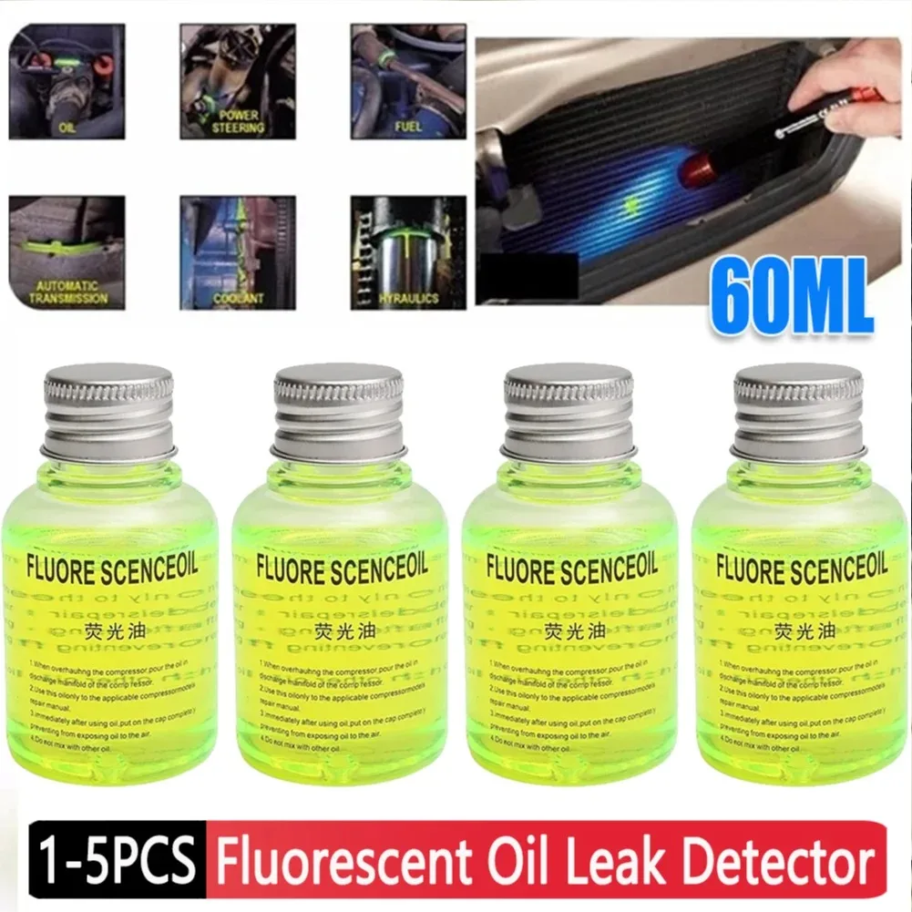 1-5PCS 60ML Fluorescent Oil Leak Detector Test UV Dye Agent For R134A R404A R22 R32 Refrigerants For Car A/C Pipeline Repair