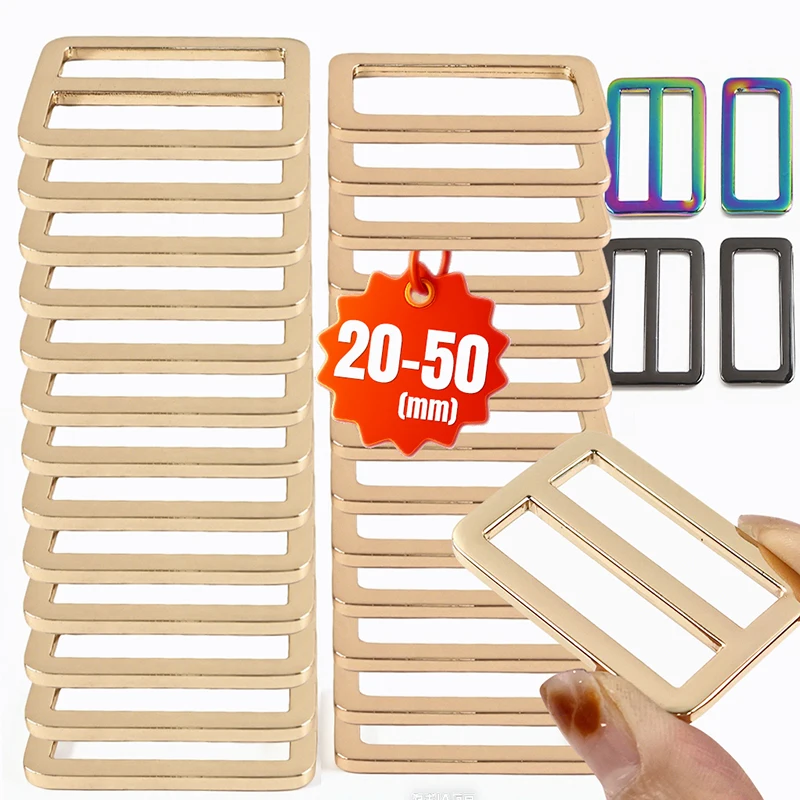 10Pcs 20-50mm Metal Ring Buckle Bag Strap Tri Glide Slider Adjuster Webbing Backpack Belt Clasp Hook DIY Hardware Accessories