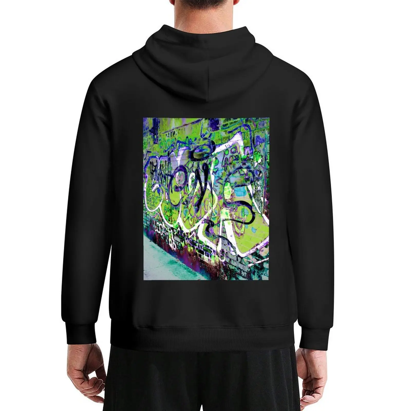 Camden Ambient Graffiti - Lime Hoodie men clothing aesthetic clothing men's winter sweater autumn clothes hoodies for men