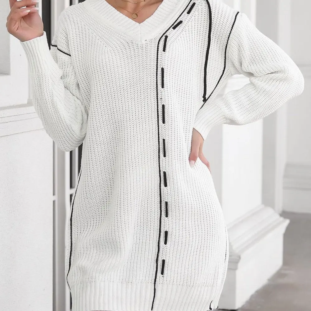 

Осенне-зимние женские свитера 2025 г., элегантные однотонные свитера с воланами и длинными рукавами, эластичные свитера для свиданий