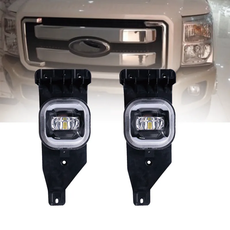 For Ford F-250 350 450 550 SD 2005-2007 Fog Light Front Bumper Lamp White DRL Amber Trun Signal Halo Angel Eyes