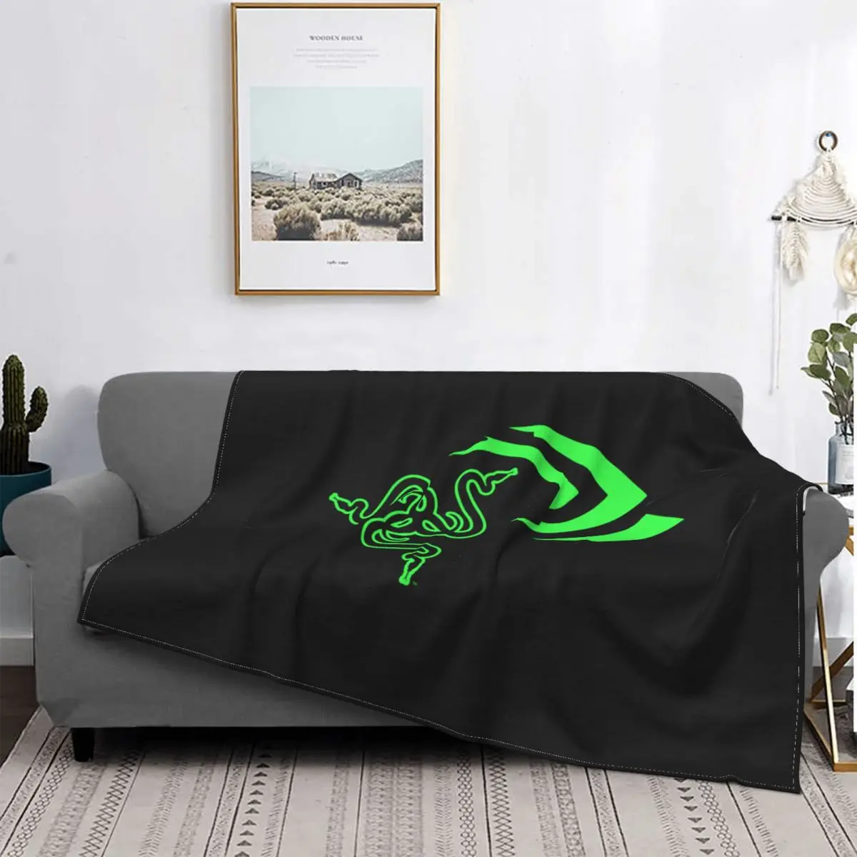 Razer Blade And Nvidia For Gamers Blanket Velvet Fashion Coral Fleece Couch Blanket Home Decotation