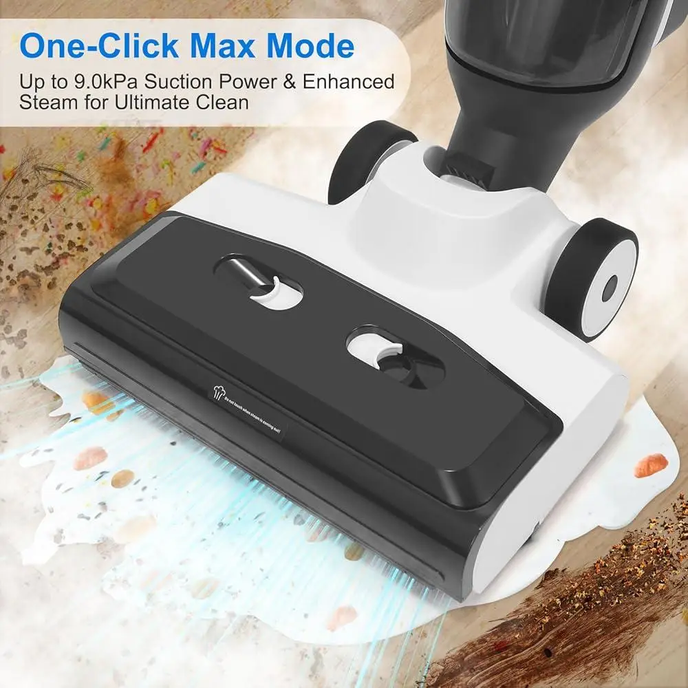 3-in-1 Steam Vacuum Cleaner with Separate Water Tanks LED Display Efficient Deep Cleaning on All Floor Types