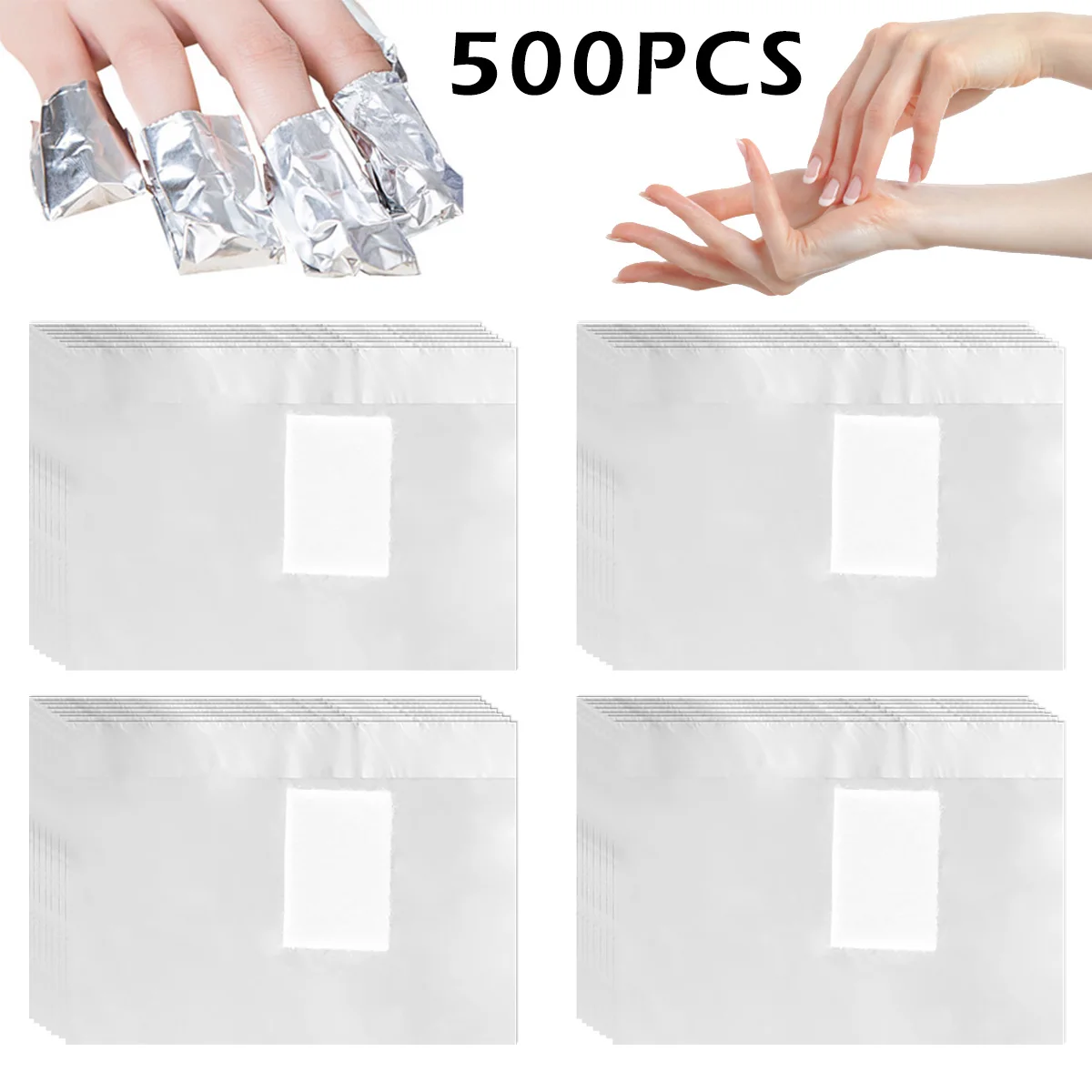 500PC Nagelhanddoek Tin Verwijderingsfolie Aluminium Nagelfolie Art Losweken Polish Gel Nail Wraps Manicure Nail Art Cleaner Nail Tool