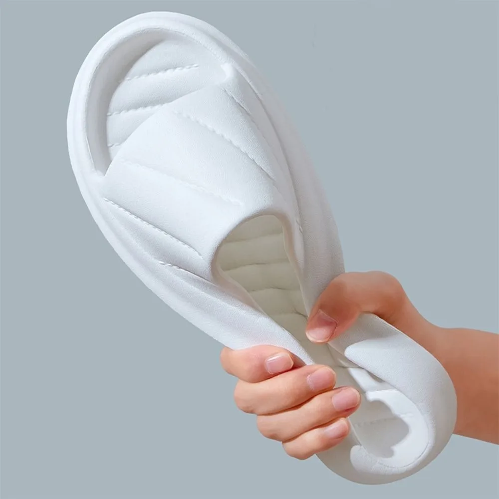 

Новые женские тапочки из ЭВА, мягкие шлепанцы с украшением в полоску, нескользящие милые пляжные сандалии для домашнего использования