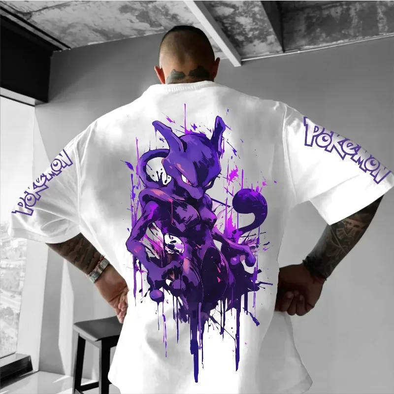 Pokémon Co-branded T-shirt met print 2025, zomer nieuwe heren streetwear losse casual trend veelzijdige kinderkleding voor ouders en kinderen