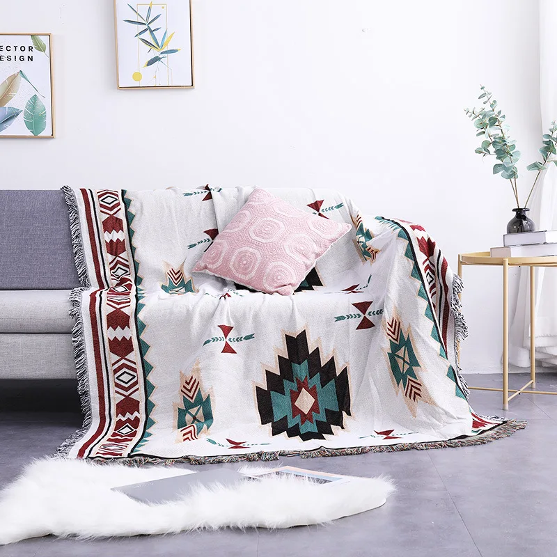 Manta Bohemia Cuadros Sofá Cama Picnic