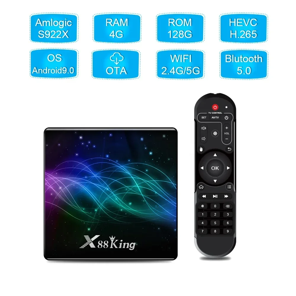 Newest X88 King S922X 128G 5G Wireless Displayable Time Smart Set Top Box