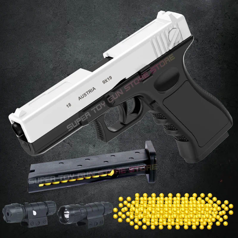 2025. Całkowicie czarny pistolet zabawkowy G18, ręczne ładowanie pianki, miękki pistolet CS do strzelania na świeżym powietrzu, wiatrówka dla dorosłych, pistolet zabawkowy