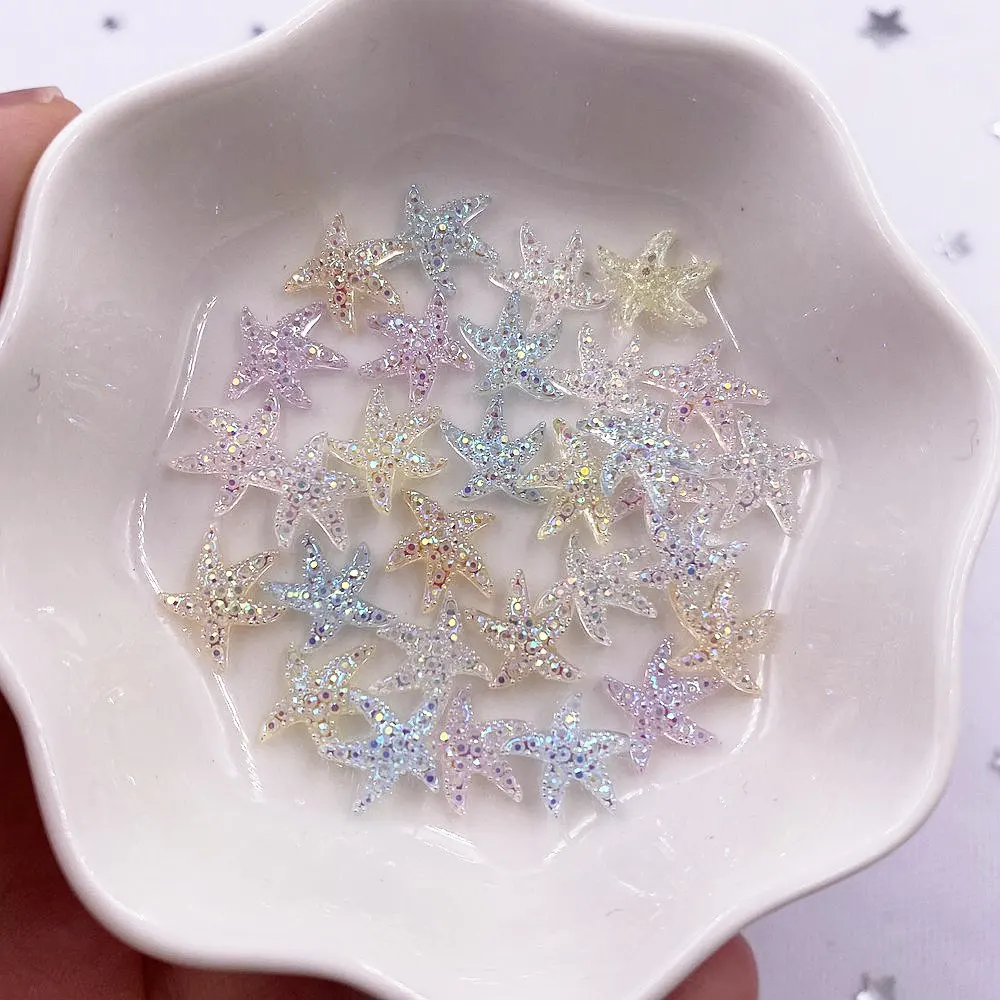 Mini estrella brillante de 10mm para decoración de uñas, 100 Uds., gemas de estrella de mar para uñas, figuritas de diamantes de imitación, álbum de recortes, accesorios de manicura DIY, decoración OL650