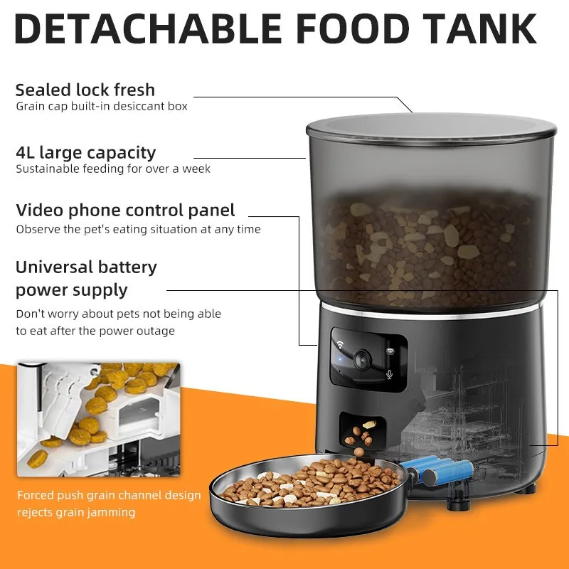 Pet Smart Tech Pet Intelligent Feeder Timed Feeding Remote Voice Control Home With Camera Feeder New Hot Sale 2026 DropShipping