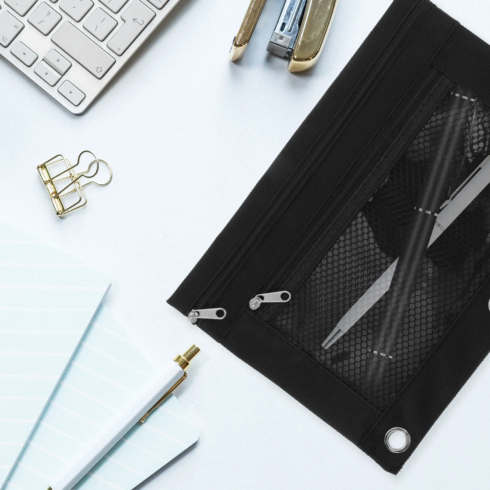 Etui Bindmiddel Tas Mesh Pouch Doek voor Kantoorbenodigdheden Rits Schoolbindmiddelen