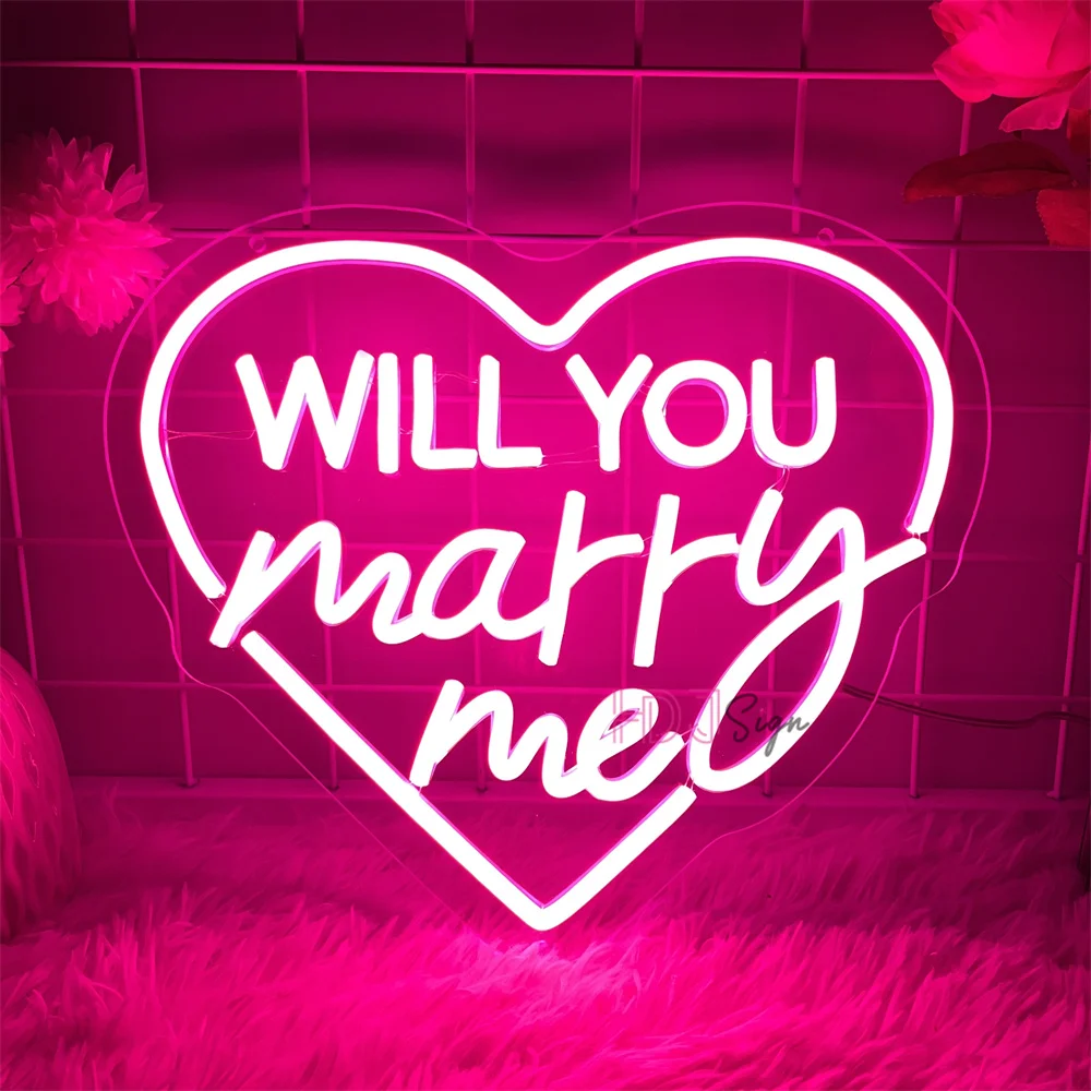 Will  You Marry Me Neon Led Signs Wedding Bedroom Home Decoration Neon Lights USB Wedding Party Room Wall Decor Neon LED Signs