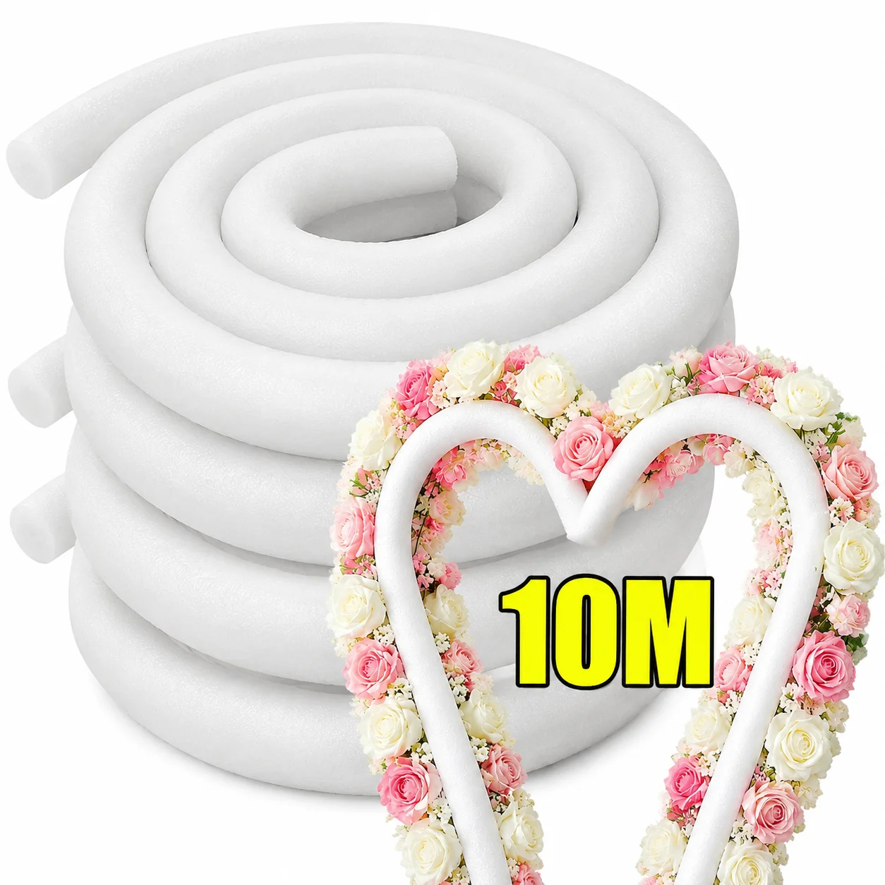 2-10M Solid Foam Backer Rod Flexible Cylindrical Sticks for Wedding Arch DIY Flower Arrangement Base Garland Balloon Xmas Decor