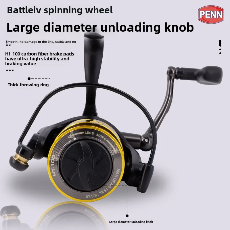 PENN Battle IV3000 4000 5000 6000 5.6:1 11.3KG Mulinello da spinning interamente in metallo Mulinello da jigging per pesca in mare in alluminio per esche da lancio lunghe