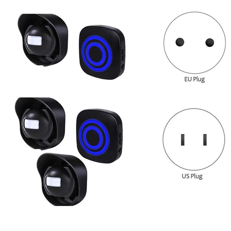 Timbre de puerta de entrada de visitante, alarma de alerta, AC110-240V, Sensor de movimiento inalámbrico