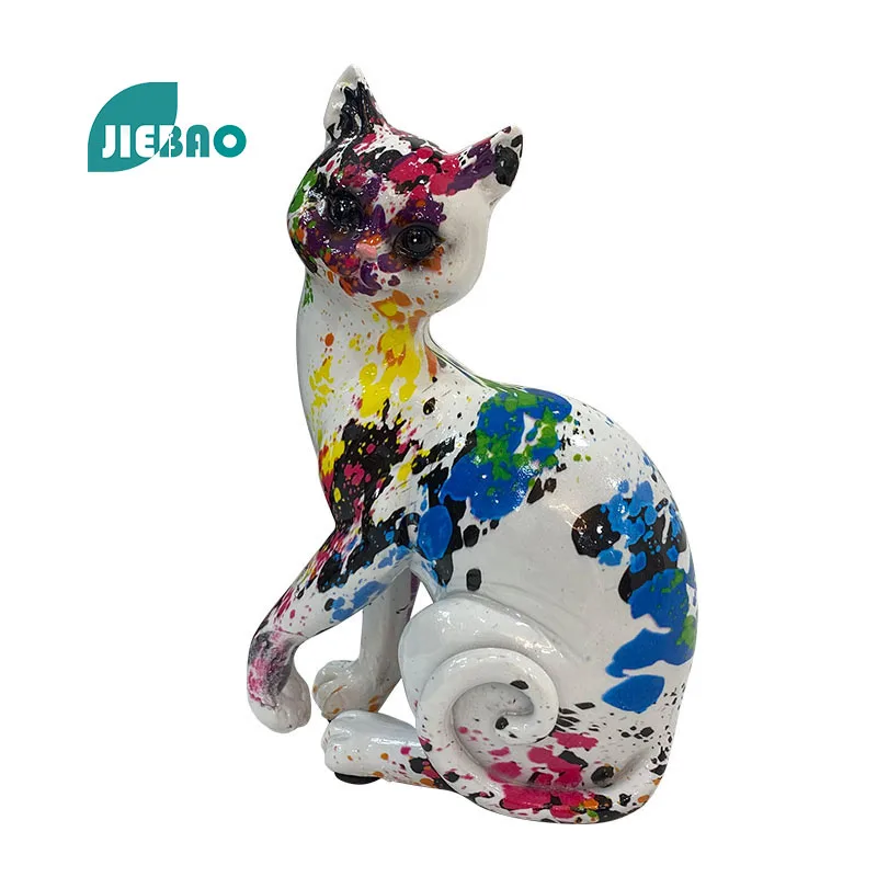 

Colorful Cat Resin Crafts Statue For Home Living Decorative Ornament