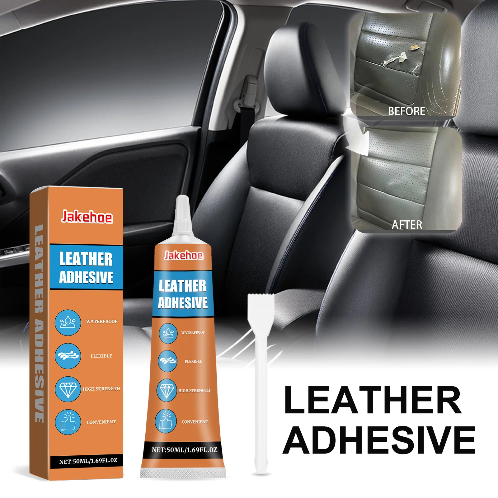 

Jakehoe Leather Adhesive for Sofa Repair Strong Bond Fabric Vinyl Glue Waterproof Formula 1 Set Easy Apply No Mess Fixing Kit
