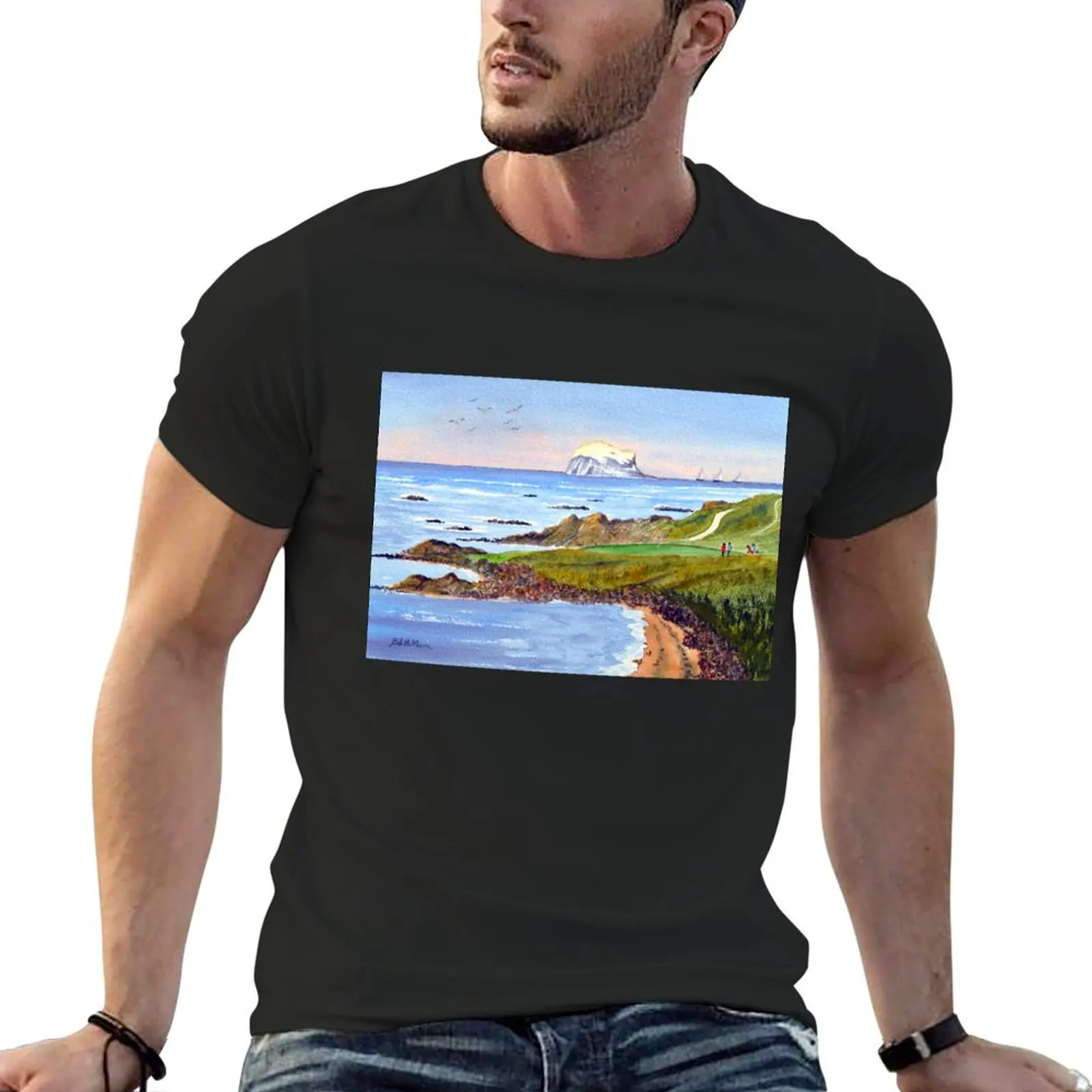 The Glen Golf Course 13th green North Berwick Scotland T-Shirt summer clothes custom shirt blacks Men's t-shirt