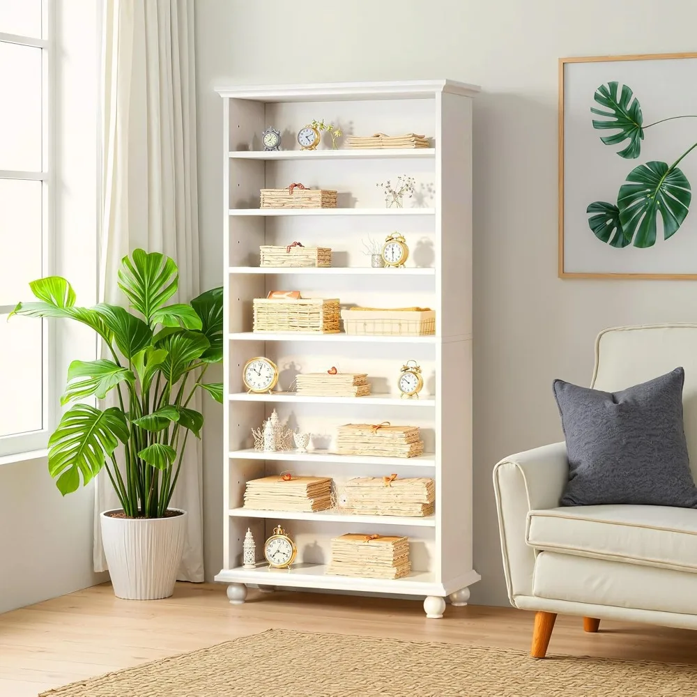 

"9-tier tall bookshelf with led lighting and solid wood legs"