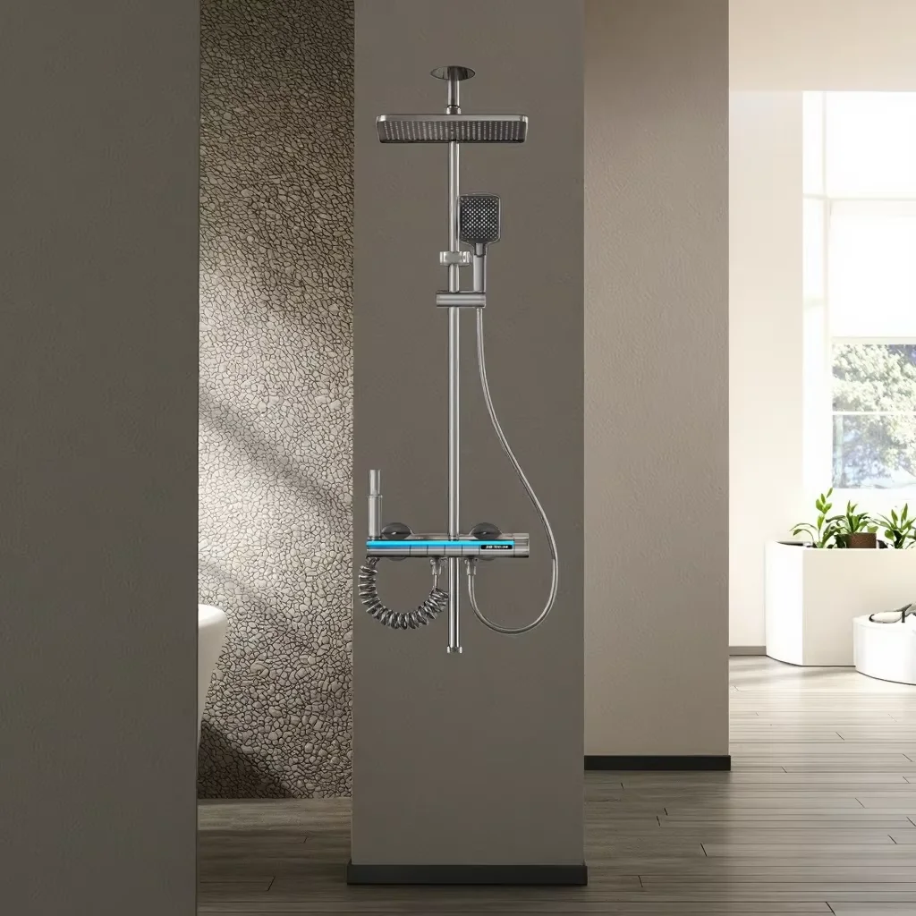 !@Luxurious Rain Shower Mixer Set Outdoor Piano-style Shower Head Set Wall-mounted Bathroom Shower Set System