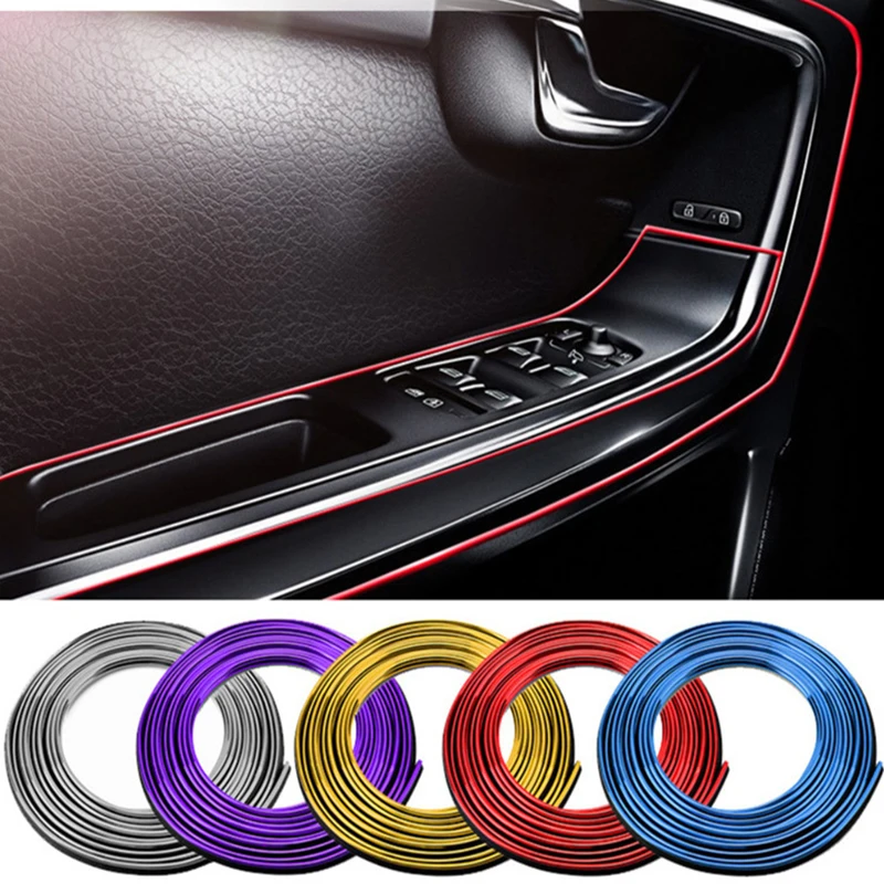Bandes flexibles de décoration de voiture, 5M/3M, moulures intérieures automobiles, garniture de couverture, bord de porte de tableau de bord, style de voiture universel ﻿