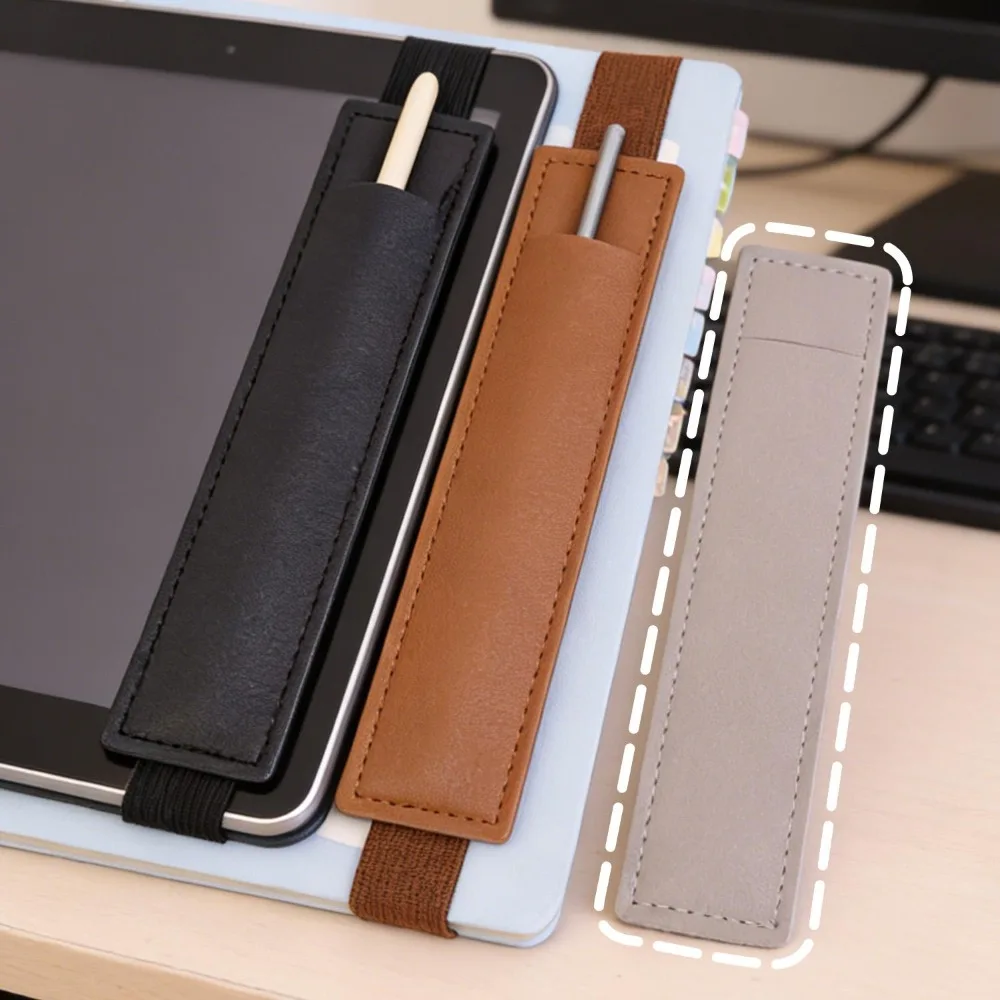 1-3PCS PU Leather Elastic Notebook Band Holders Adjustable Pen Sleeve Pencil Pouch Holder Strap for Notebook Binder Book Tablet