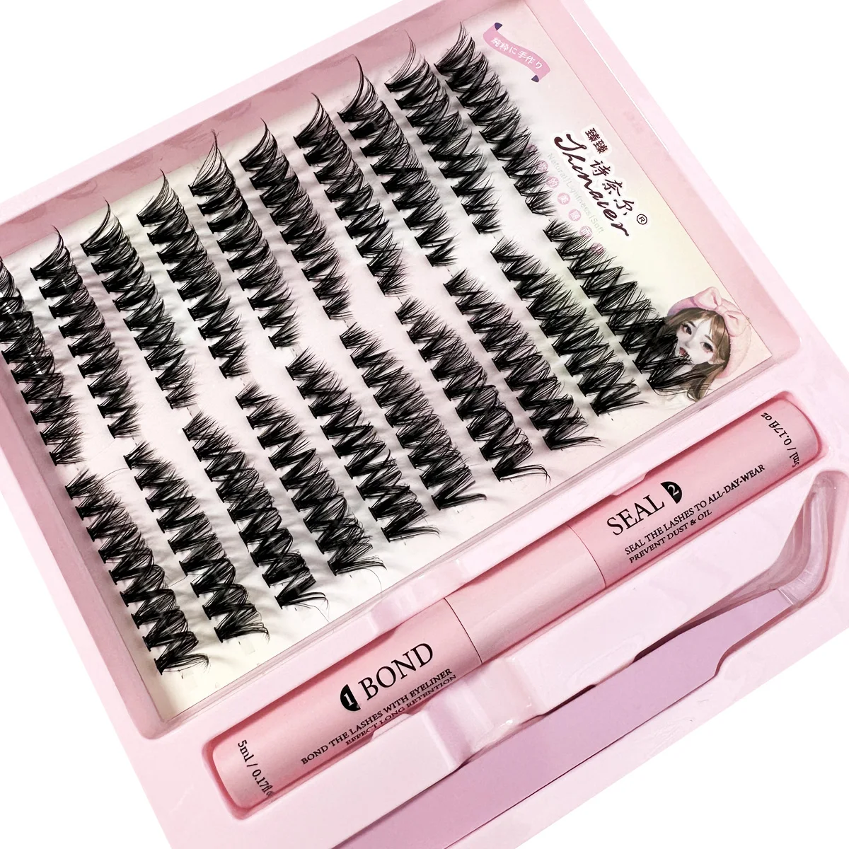 Kit di estensione ciglia fai-da-te Ciglia per rimuovere e sigilli Ciglia 1 scatole Cluster Strumenti per trucco per incollare ciglia Incollaggio colla