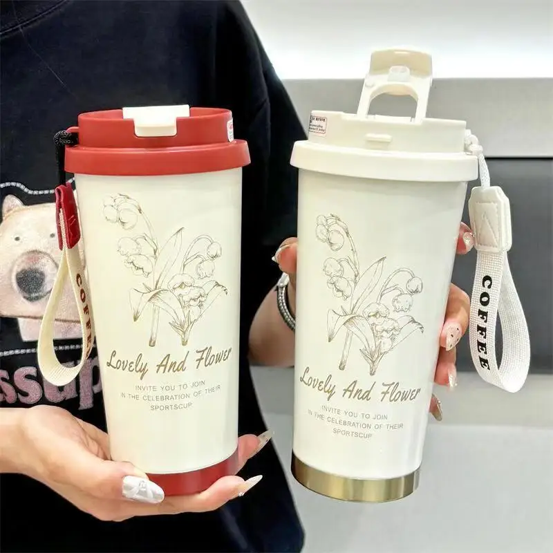 Travel Portable Leakproof Sippy Cup Coffee Cup Car Thermal Cup Sports Water Bottles Keeps Cold and Heat Thermal Mug Vacuum Flask