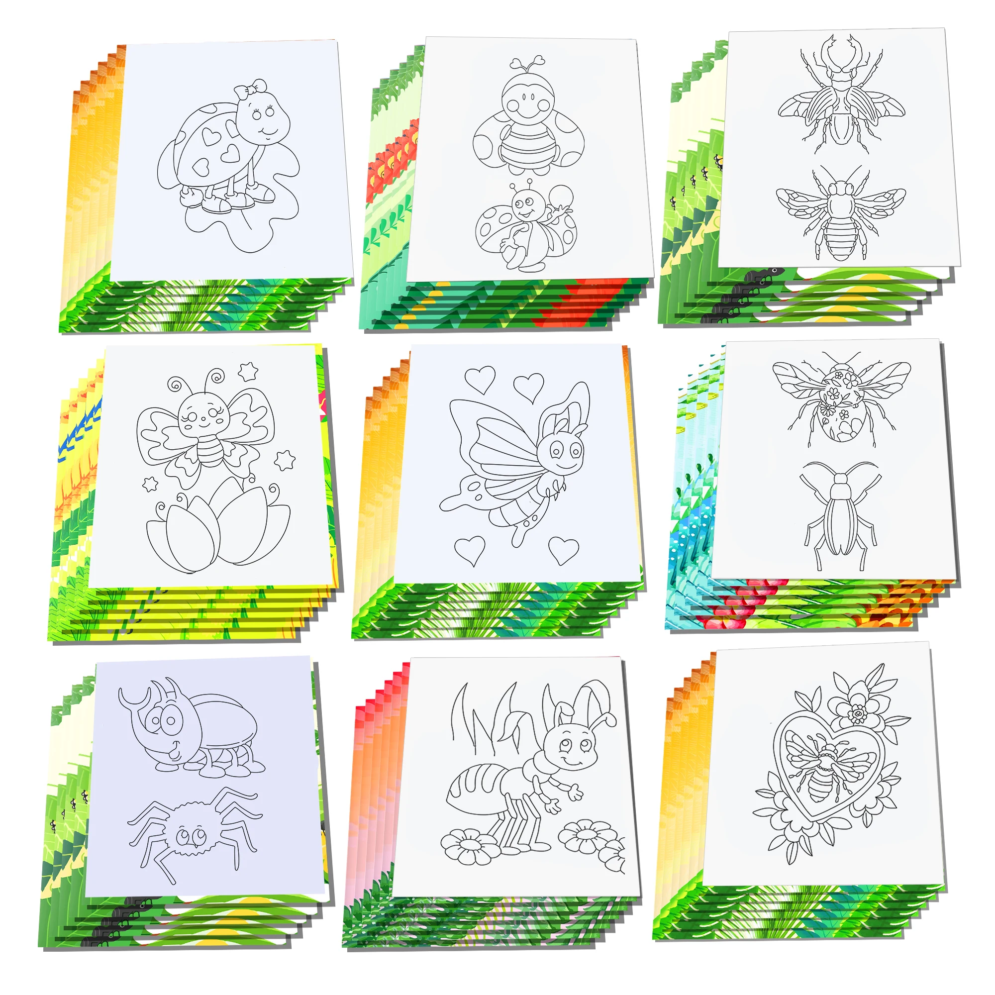 12pcs Cartoon Insect Bug Spring Ladybug Graffiti Drawing Painting Book DIY Coloring Picture Book Baby Birthday Party Gifts