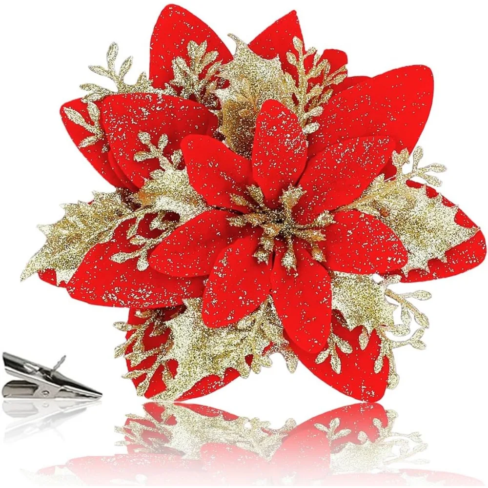 10PCS Poinsettia Fl… - image