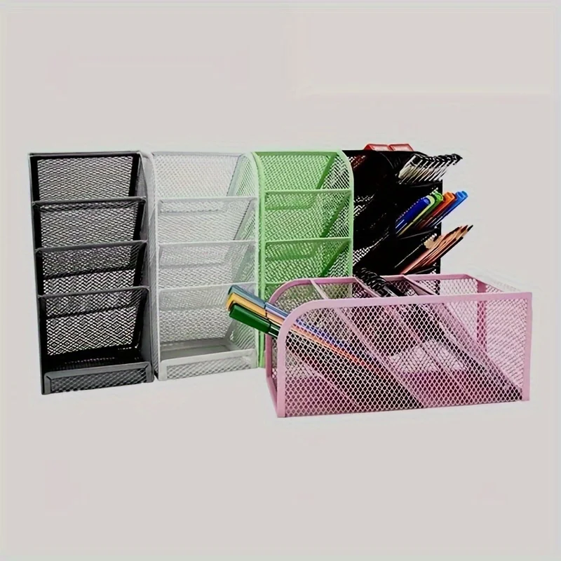 Capacity Multi- Iron Mesh Pencil Holder Set - Desk Organizer Pen  Box with High Aesthetic Value