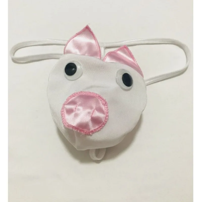 Cartoon Pig Cute Mens Pouch Bag Thongs G String Cover Penis Man T Panties Erotic Hombre Male Lingerie Tanga Sissy Gays Underwear