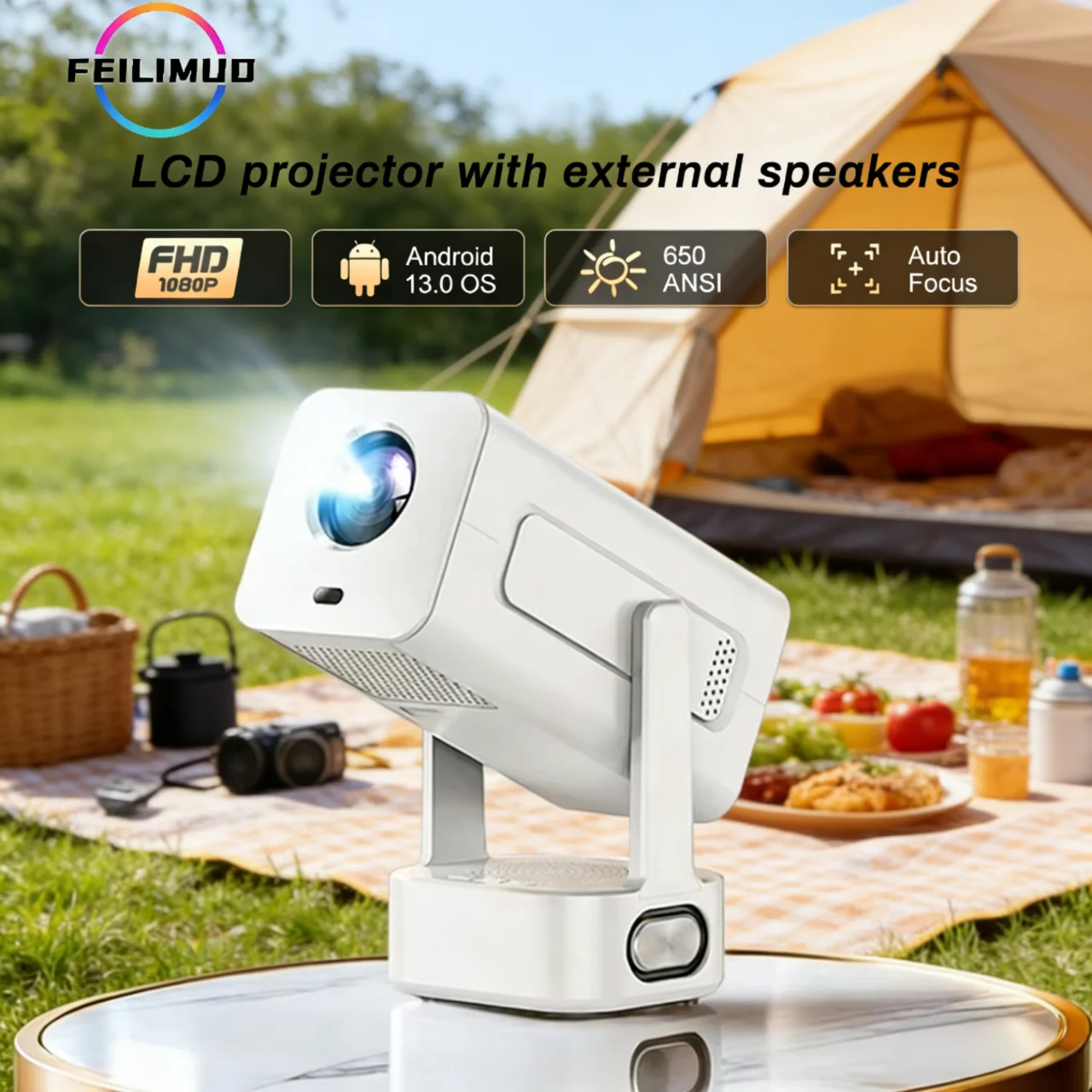 

Feilimud HY300 Pro MAX all-round portable projector, 650ANSI Android 13 and WiFi 6 1080P