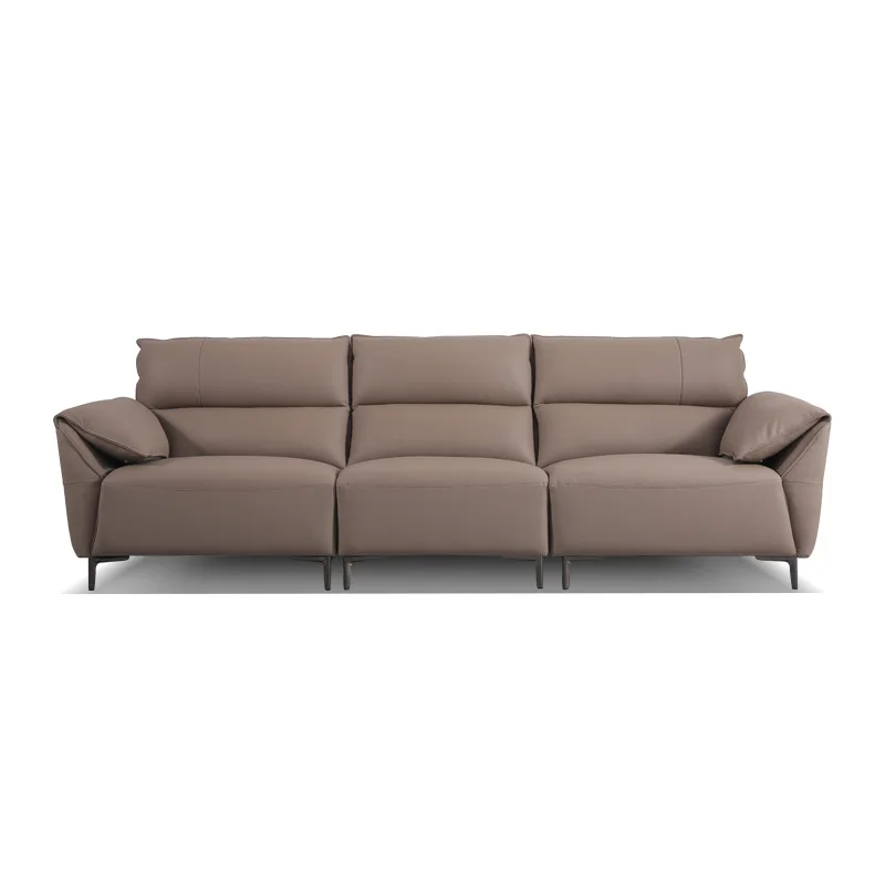 

Italian minimalist elephant ear sofa straight row leather sofa modern living room three seat leather sofa