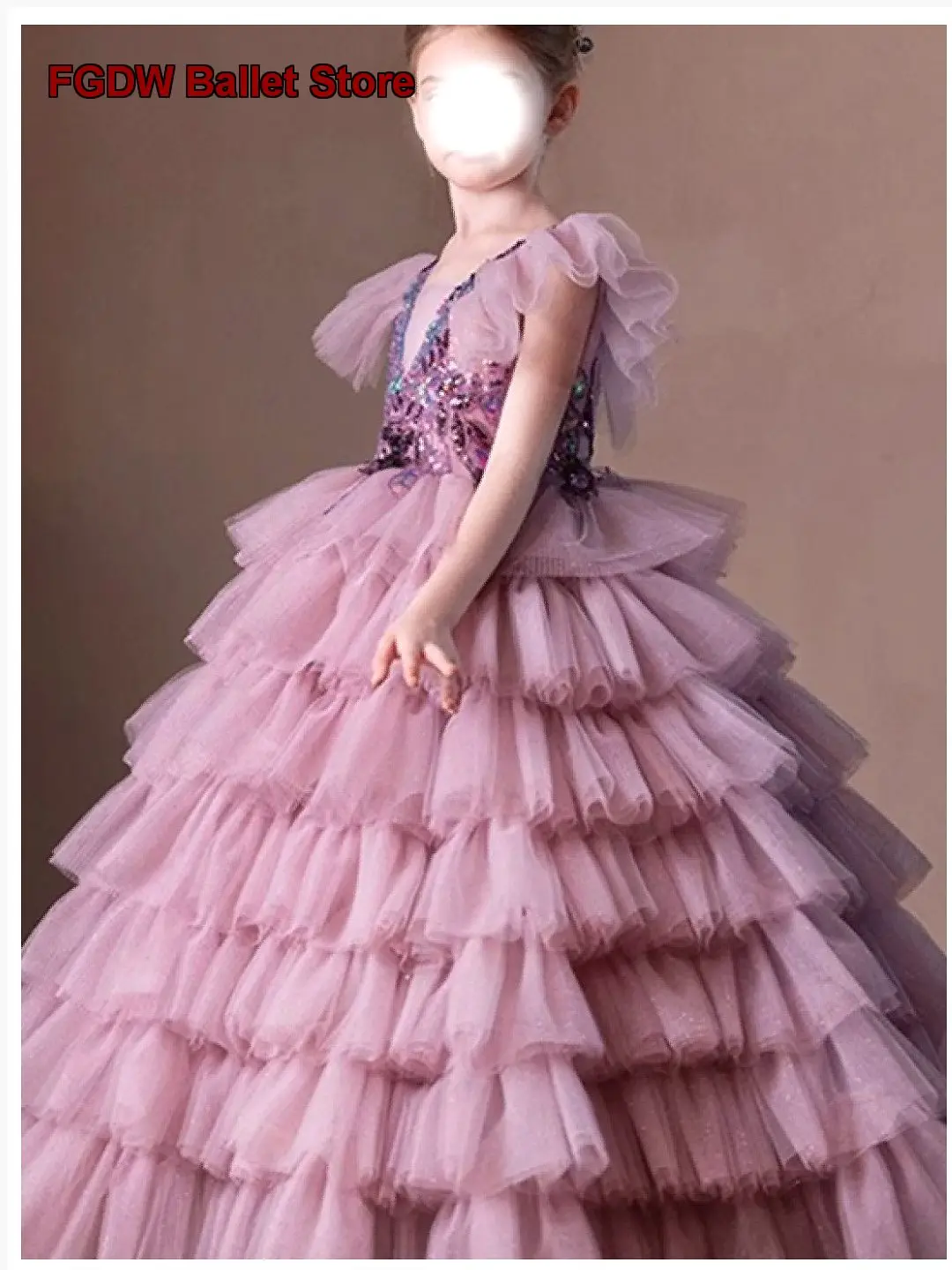 Children's Girls' Luxury Puffy Princess Dress 2026 Western Style Stunning Little Host Piano Performance Costume