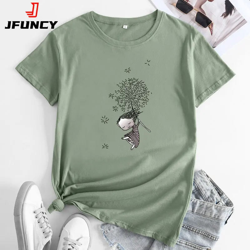 Women's Cotton T-shirt Fashion Kawaii Harajuku Graphic T Shirts Summer Short Sleeve Female Tee Tops Woman Tshirt Clothing