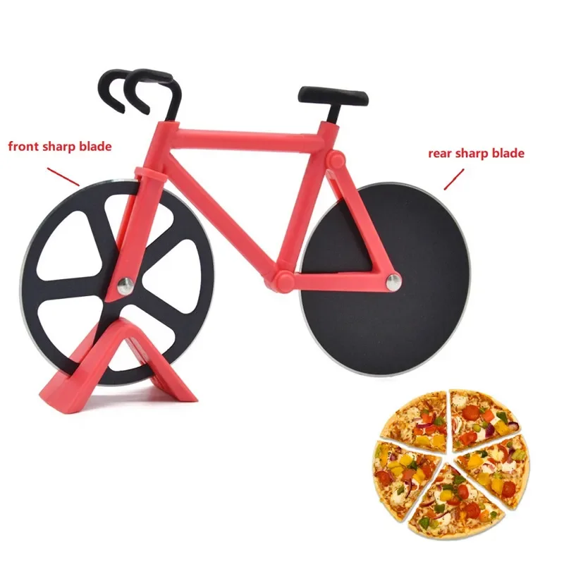 Stainless Steel  Pizza Cutter Bicycle Shape Wheel Bike Roller Pizza Chopper Slicer Pizza Cutting Knife Kitchen Tools New