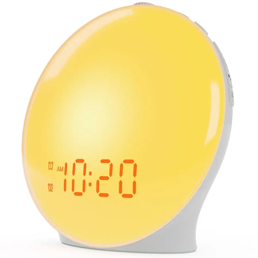 Up Light Sunrise Alarm Clock for Kids, Heavy Sleepers, Bedroom, with Sunrise Simulation, Sleep Aid, Dual Alarms, FM Radio, Snooz
