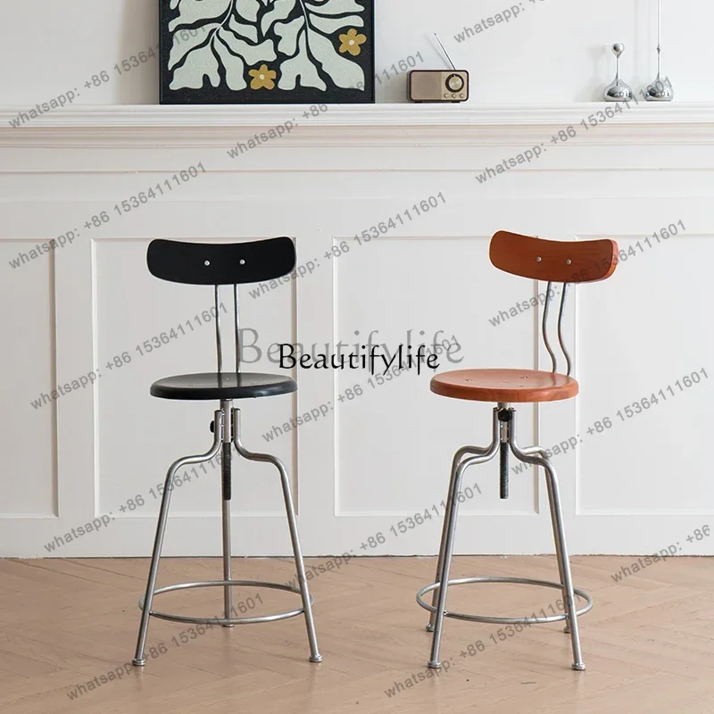 Factory Direct1Nordic Modern Design Bar Chairs Adjustable Brown Bistro High Luxury Bar Stools Kitchen Swivel Metal Banqueta Home